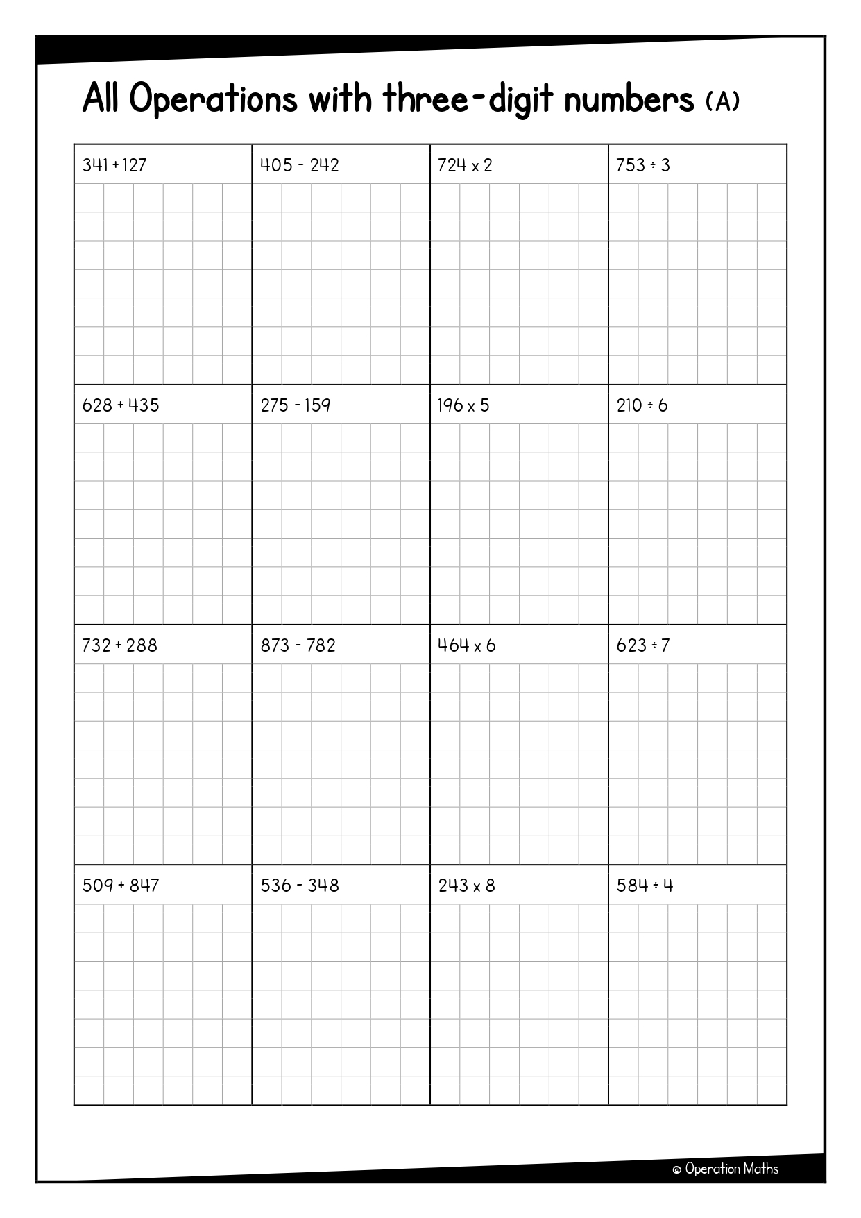 All operations worksheet